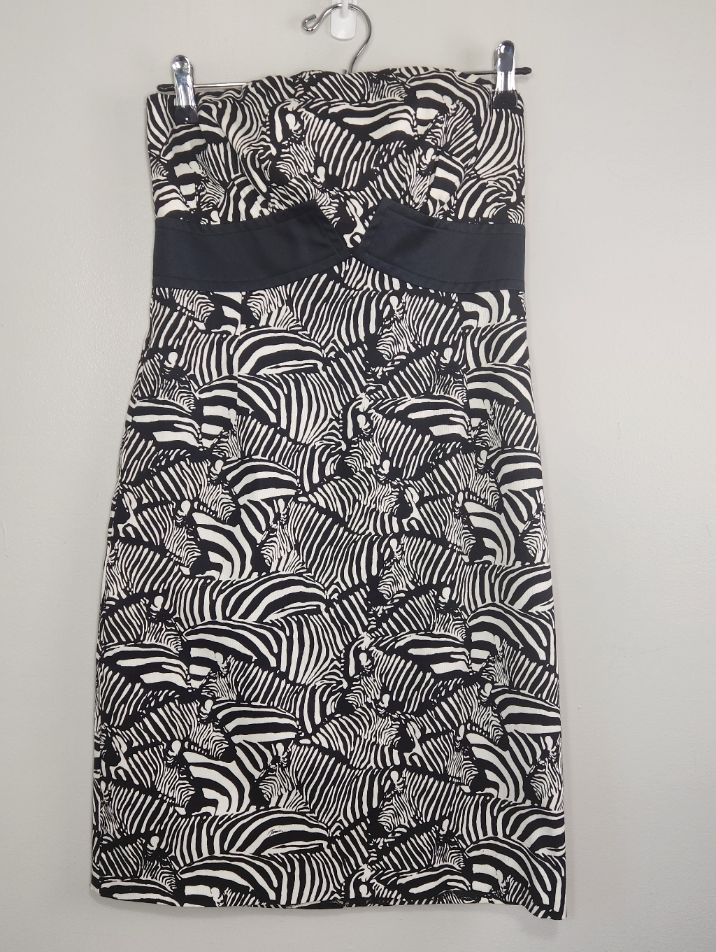 Trina Turk Zebra Stampede Strapless Sheath Carolyn Dress Black White Sz 6 Nwt